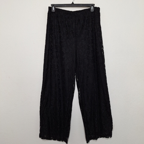 Collections Etc. Vintage Black Lace Whimsigoth Witchy Wide Leg Pants Size XXL - Picture 1 of 9